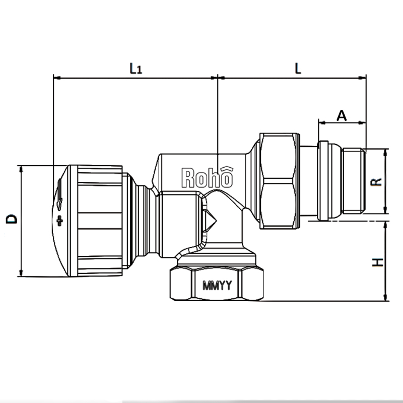 Кран радиаторный термостатический Roho R5170-050 - 1/2" (М30х1,5) осевой (RO0126)