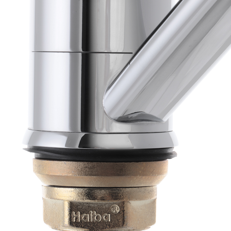 Змішувач для кухні одноважільний з латуні поворотний врізний Haiba Opus 555 (HB0335) колір Сталевий
