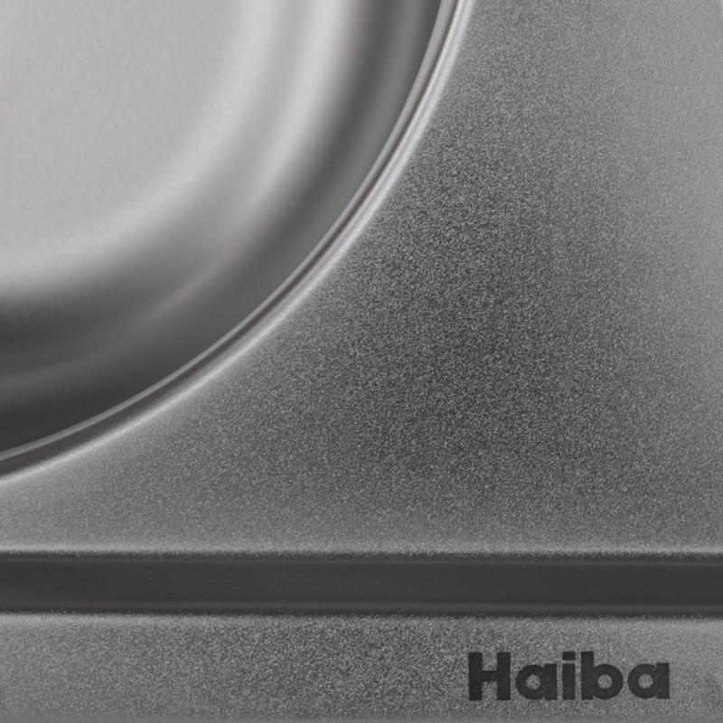 Кухонна мийка врізна з нержавіючої сталі прямокутна Haiba 80x49 Подвійна (Satin) (HB0652) колір Сталевий