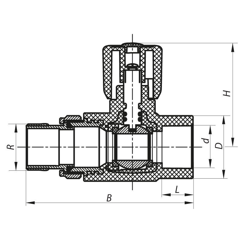 Кран радиаторный 20x1/2 прямой PPR Koer K0159.PRO (KP0204)