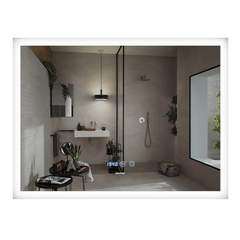 Дзеркало Mixxus Flat MR04-100x60 (годинник, LED-підсвічування, антизапотівання) (MI6008)