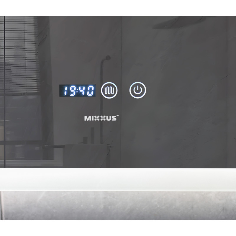 Дзеркало Mixxus Flat MR04-100x60 (годинник, LED-підсвічування, антизапотівання) (MI6008)