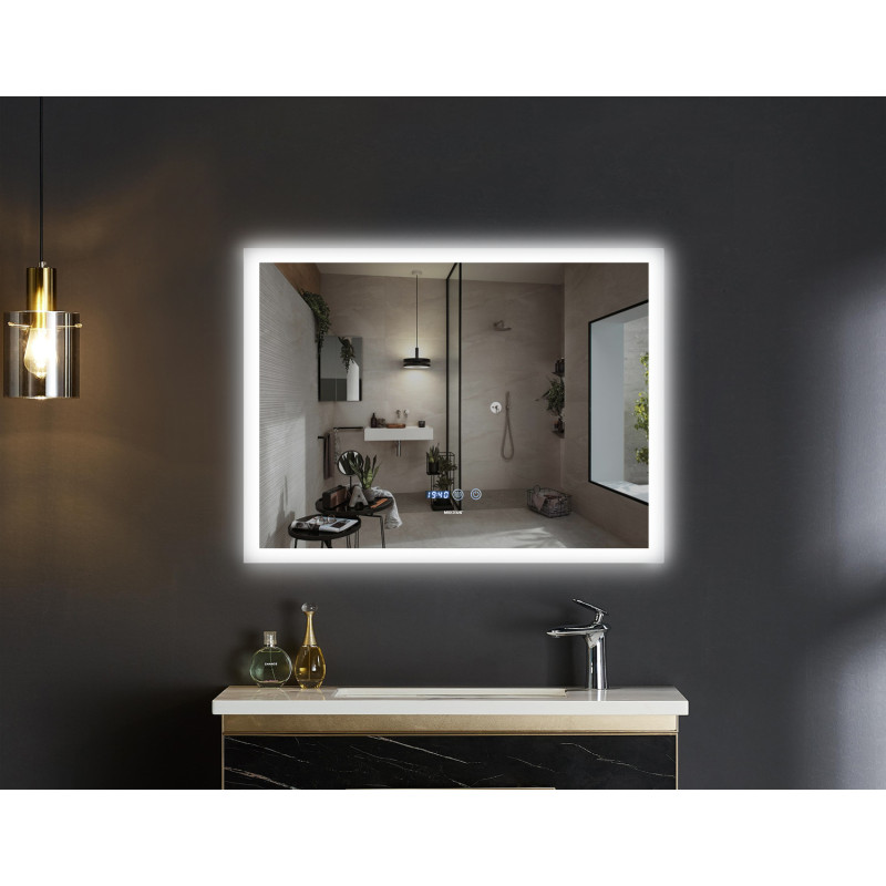 Дзеркало Mixxus Flat MR04-100x60 (годинник, LED-підсвічування, антизапотівання) (MI6008)