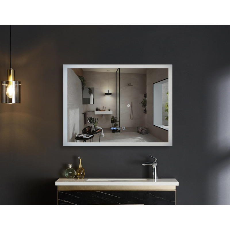 Дзеркало Mixxus Flat MR04-100x60 (годинник, LED-підсвічування, антизапотівання) (MI6008)