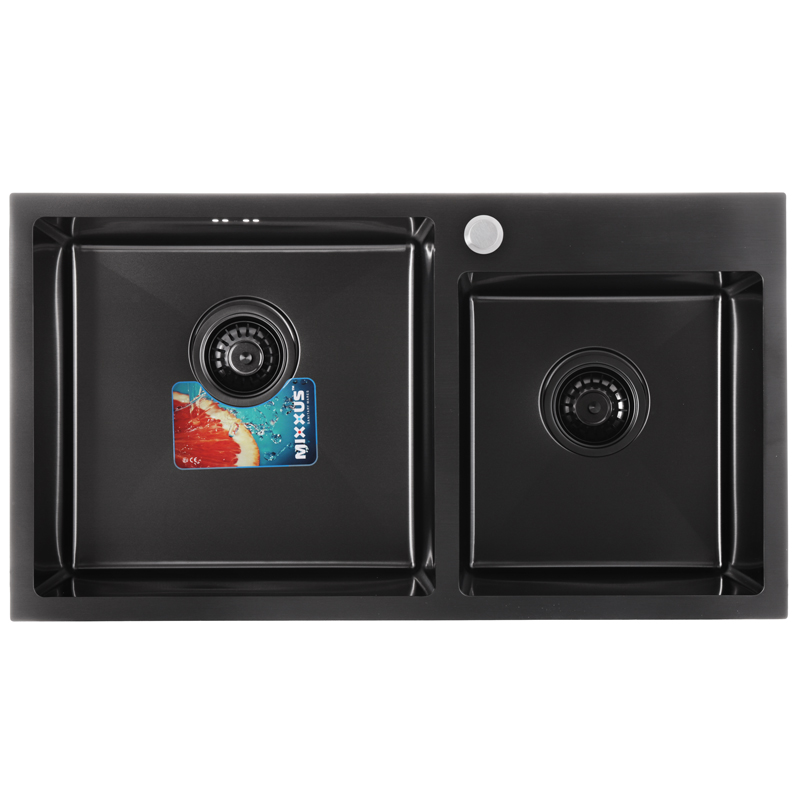 Кухонна мийка врізна з нержавіючої сталі прямокутна Mixxus MX7843-220x1.0-PVD-Black (MX0565) колір Чорний