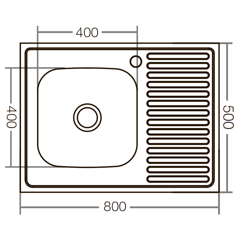 Кухонна мийка накладна з нержавіючої сталі прямокутна Zerix Z8050L-06-160E (Satin) (ZX1612) колір Сталевий