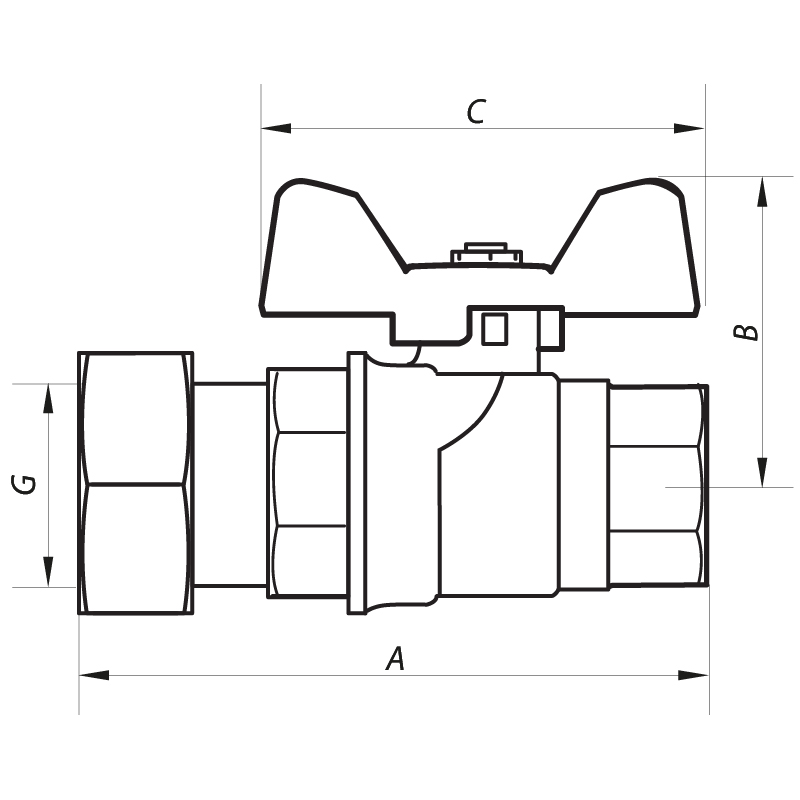 Кран шаровый с накидной гайкой 3/4" ГГБ (NF.811) Nolf (NF2956)