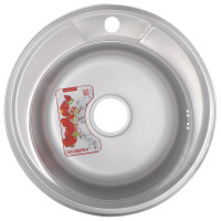 Кухонна мийка врізна з нержавіючої сталі кругла Zerix Z490-06-180MD (micro decor) (ZS0557) колір Сталевий