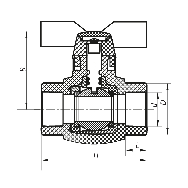 Кран шаровый PPR КШ Koer (бабочка) для горячей воды 20 (Koer K0181.PRO) (KP0234)