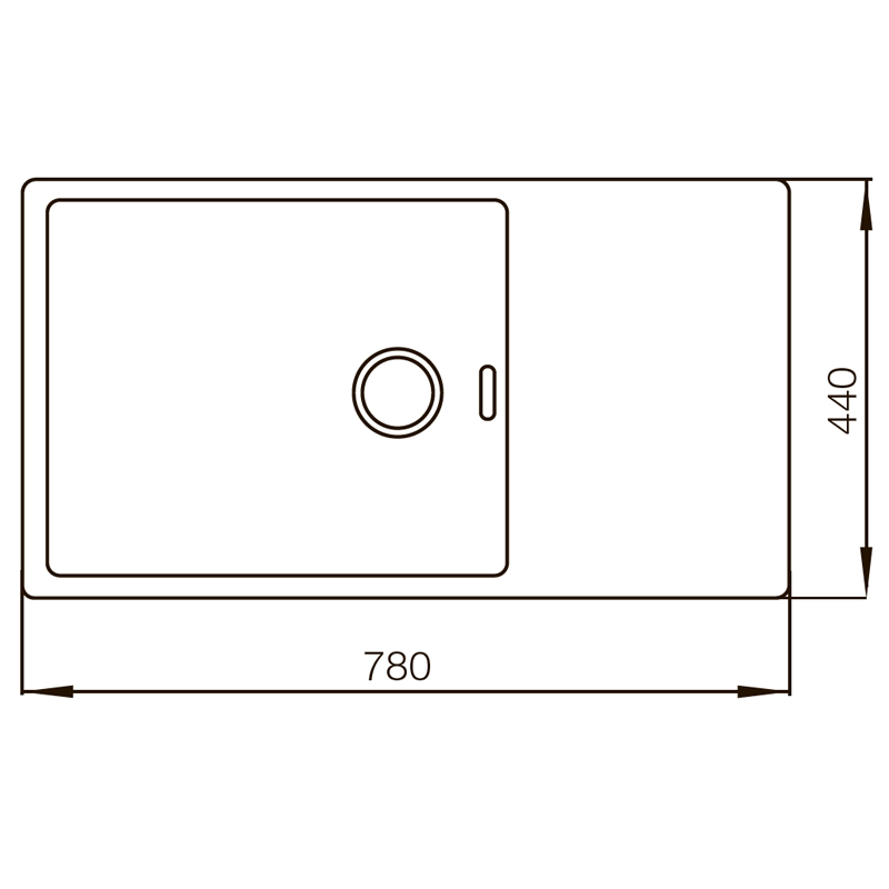 Кухонна мийка врізна з нержавіючої сталі прямокутна Mixxus MX7844-200x1.2-Satin (MX0560) колір Сталевий