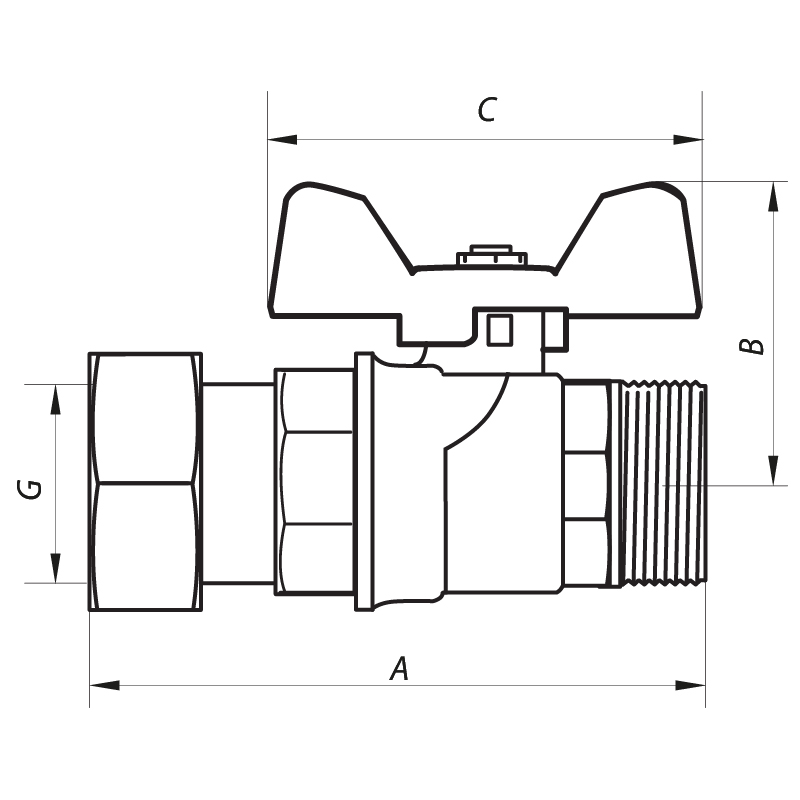 Кран шаровый с накидной гайкой 3/4" ГШБ (NF.821) Nolf (NF2958)