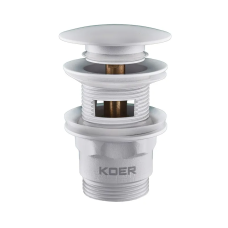 Донный клапан для умывальника с переливом Koer PW-03-03 1 1/4'' (кнопка) (Белый) (KR3395)