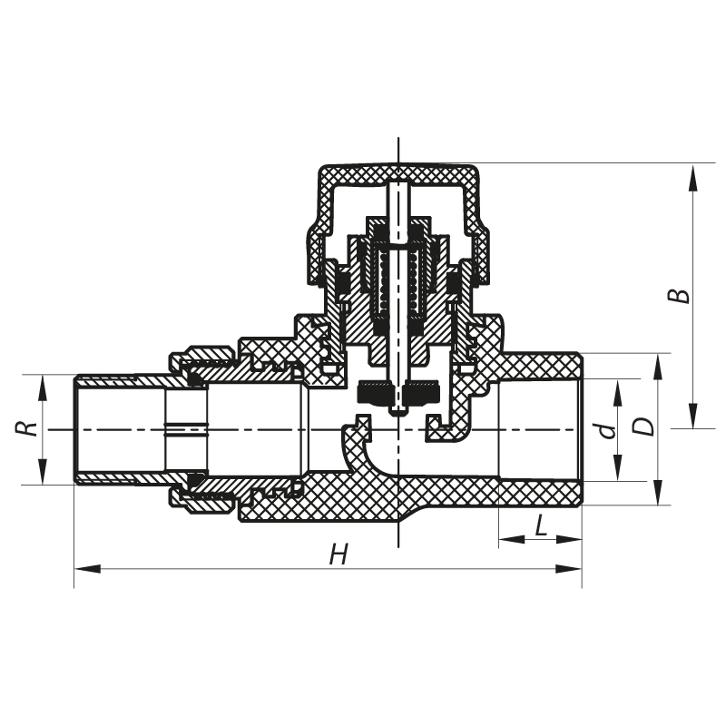 Кран термостатический прямой PPR 20x1/2 Koer K0151.PRO (KP0192)