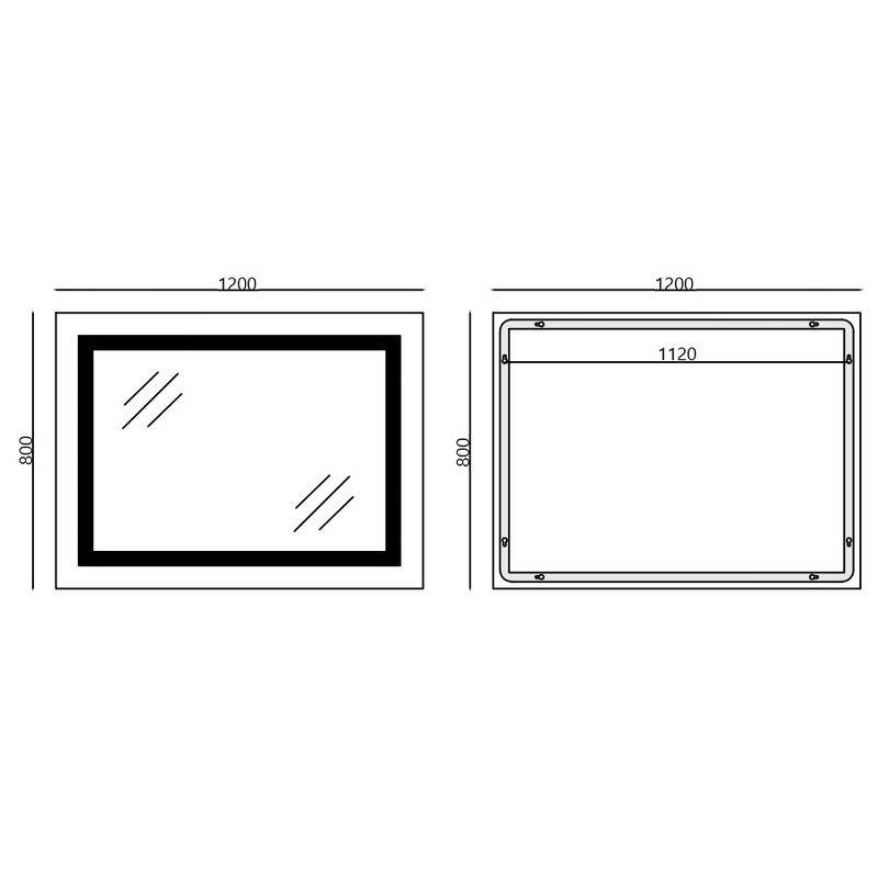 Дзеркало Mixxus Warm MR02-120x80 (годинник, LED-підсвічування, антизапотівання) (MI6001)