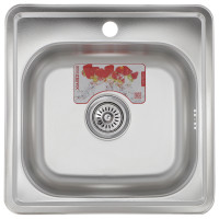 Кухонна мийка врізна з нержавіючої сталі квадратна Zerix Z4848-06-160D (decor) (ZM0558) колір Сталевий