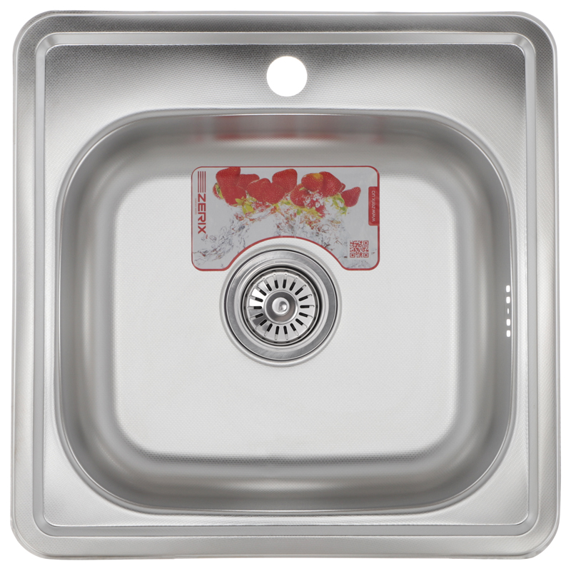 Кухонна мийка врізна з нержавіючої сталі квадратна Zerix Z4848-06-160D (decor) (ZM0558) колір Сталевий