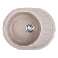 Кухонна мийка врізне з граніту овальне Haiba HB8311-G319 sand 570x450x180 (HB0981) колір Пісочний