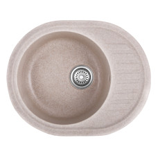 Кухонна мийка врізне з граніту овальне Haiba HB8311-G319 sand 570x450x180 (HB0981) колір Пісочний