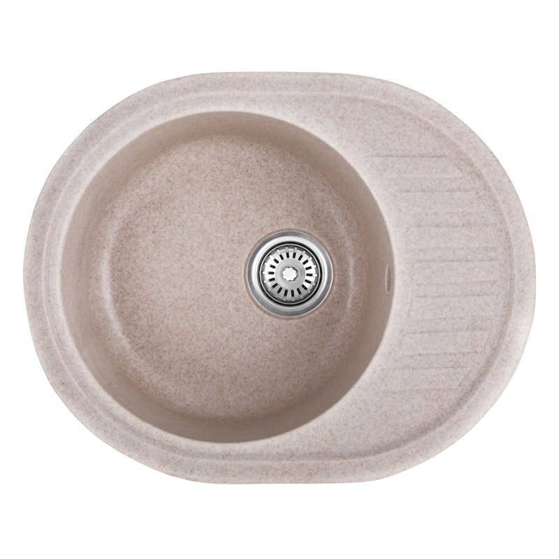 Кухонна мийка врізне з граніту овальне Haiba HB8311-G319 sand 570x450x180 (HB0981) колір Пісочний