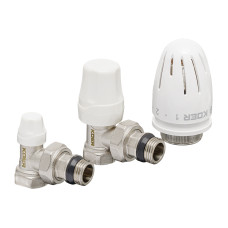 Комплект для подключения радиатора Koer SET-11 - 1/2"x1/2" (угловой) с термоголовкой ВН (KR3175)