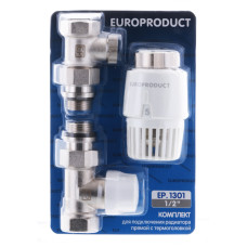 Комплект для подключения радиатора Europroduct EP.1301 - 1/2'' (Прямой с термоголовкой) (EP6017)