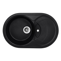 Кухонна мийка врізна з граніту овальна Haiba HB8310-G226 Black 780x500x220 (HB0975) колір Чорний
