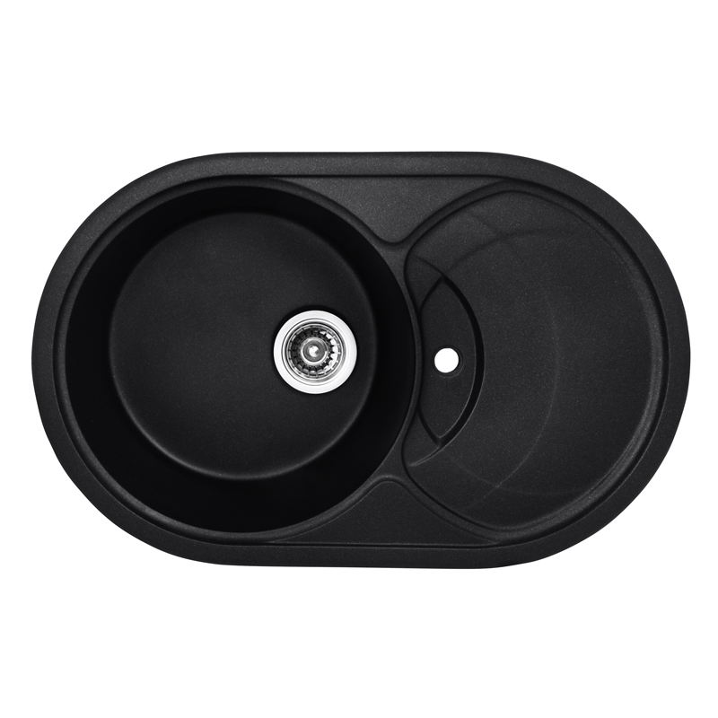 Кухонна мийка врізна з граніту овальна Haiba HB8310-G226 Black 780x500x220 (HB0975) колір Чорний