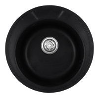 Кухонна мийка врізна з граніту кругла Haiba HB8301-G226 Black 490x180 (HB0971) колір Чорний