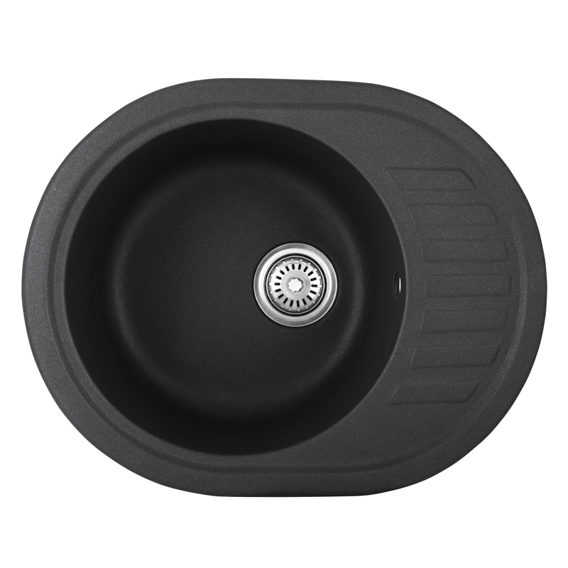 Кухонна мийка врізна з граніту овальна Haiba HB8311-G228 Gray 570x450x180 (HB0980) колір Сірий