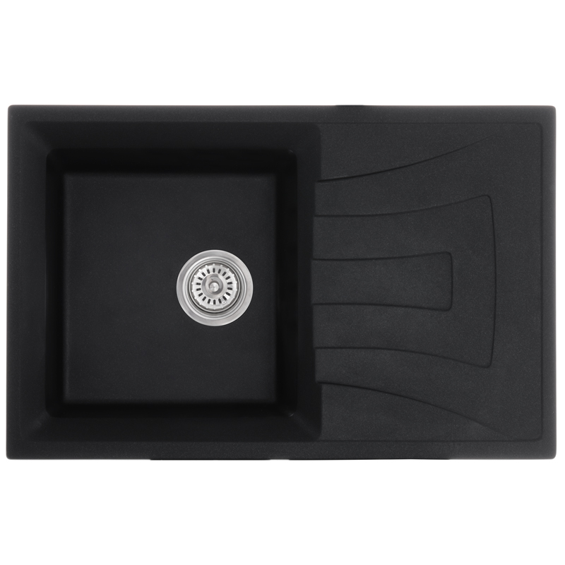 Кухонна мийка прямокутна з граніту Haiba HB8104-G226 Black 780x500x200 (HB0987) колір Чорний