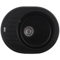 Кухонна мийка врізна з граніту овальна Zerix ZS-6250R-14 (ZX4554) колір Чорний металік