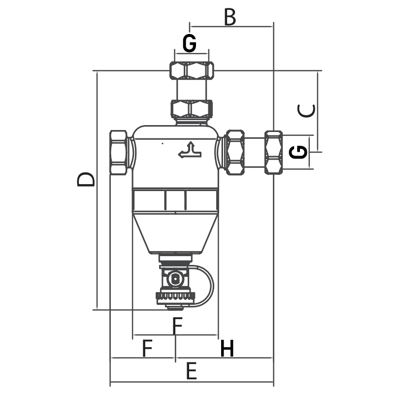 Сепаратор шлама с магнитом для котла Roho R680-075N - 3/4" (никель) (RO0157)