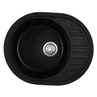 Кухонна мийка врізна з граніту овальна Haiba HB8311-G226 Black 570x450x180 (HB0979) колір Чорний