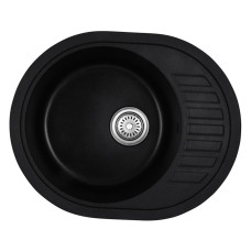 Кухонна мийка врізна з граніту овальна Haiba HB8311-G226 Black 570x450x180 (HB0979) колір Чорний