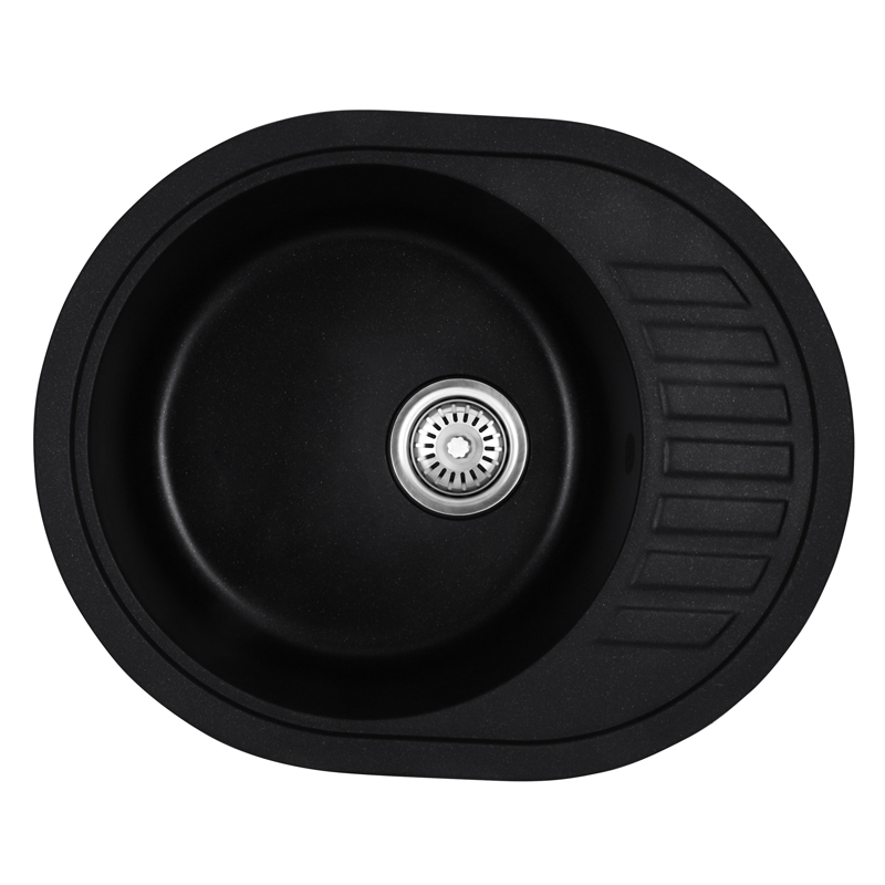 Кухонна мийка врізна з граніту овальна Haiba HB8311-G226 Black 570x450x180 (HB0979) колір Чорний
