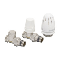 Комплект для подключения радиатора Koer SET-15 - 1/2"x3/4" (прямой) с термоголовкой НН (KR3180)