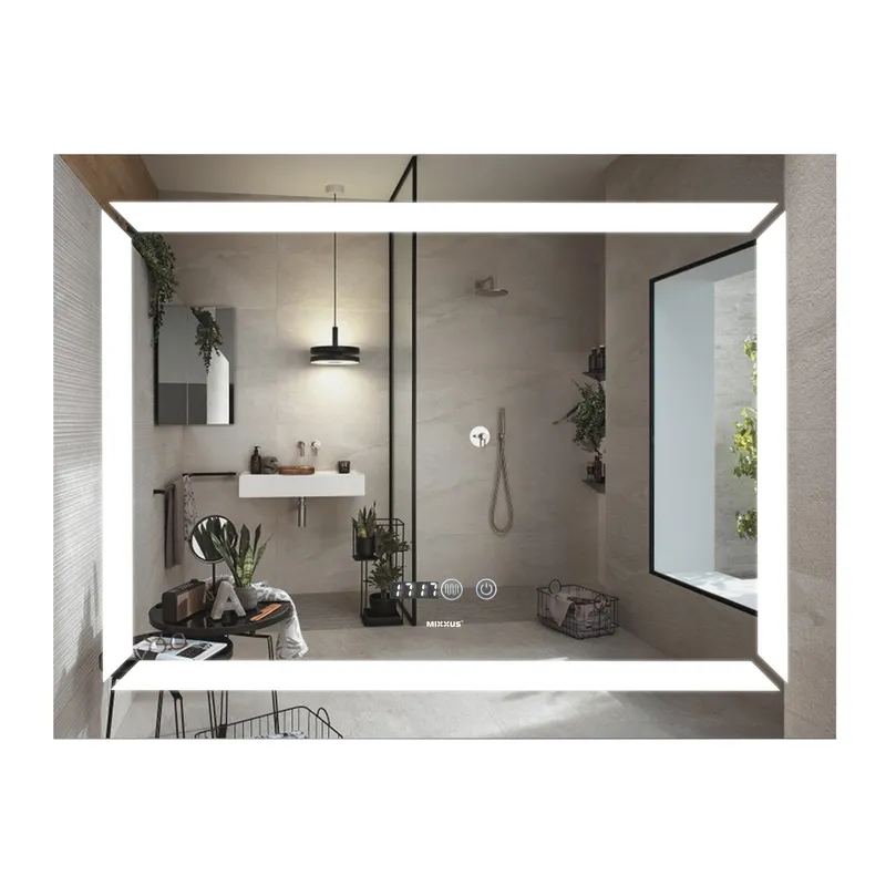Дзеркало Mixxus Light MR01-80x60 (годинник, LED-підсвічування, антизапотівання) (MI5998)