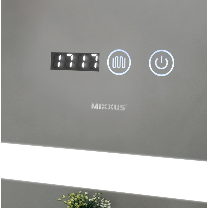 Дзеркало Mixxus Light MR01-80x60 (годинник, LED-підсвічування, антизапотівання) (MI5998)