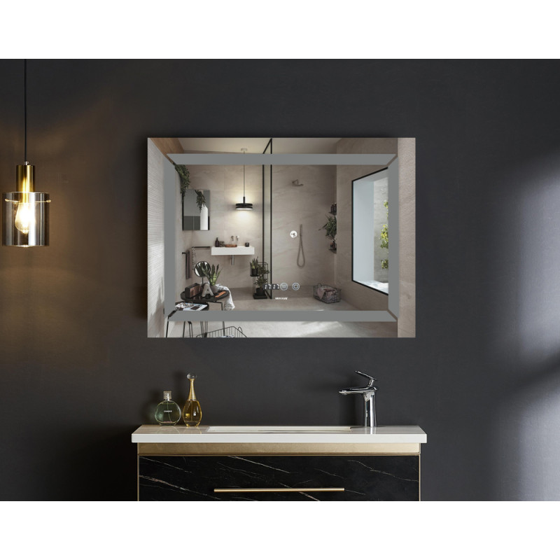 Дзеркало Mixxus Light MR01-80x60 (годинник, LED-підсвічування, антизапотівання) (MI5998)