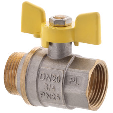 Кран шаровый FERRO PL 3/4" ГШБ газ art. 607 (латунный шар) (FE0561)