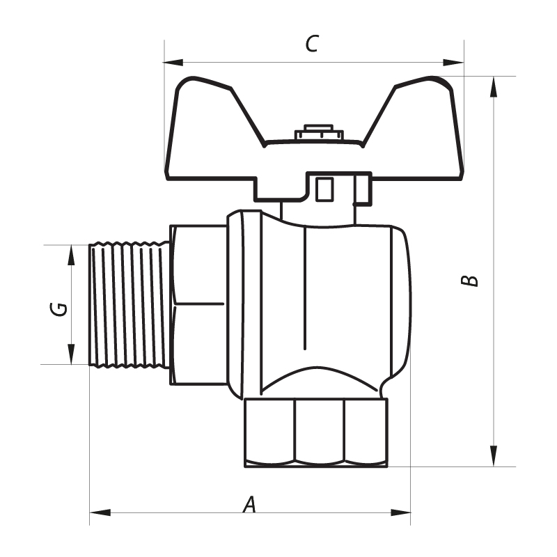 Кран шаровый 1/2" ГШБ (NF.741) Nolf (NF2967)