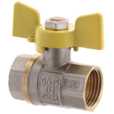 Кран шаровый FERRO PL 1/2" ГГБ газ art. 602 (латунный шар) (FE0559)