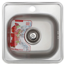 Кухонна мийка врізна з нержавіючої сталі квадратна Zerix Z3838-06-160E (Satin) (ZM0555) колір Сталевий