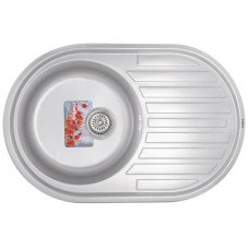 Кухонна мийка врізна з нержавіючої сталі овальна Haiba 77x50 (decor) (HB0655) колір Сталевий