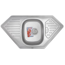 Кухонна мийка врізна з нержавіючої сталі трапецієподібна Haiba 95x50 (decor) (HB0574) колір Сталевий