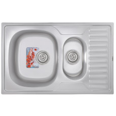 Кухонна мийка врізна з нержавіючої сталі прямокутна Haiba 78x50 Armonia (Satin) (HB0650) колір Сталевий