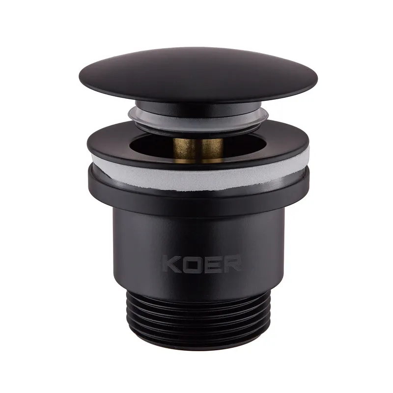 Донный клапан для умывальника Koer PW-01-05 1 1/4'' (кнопка) (Черный) (KR3403)