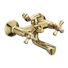 Змішувач для ванни двовентильний з латуні з коротким виливом Mixxus Premium Retro Gold-142 (MI5850) колір Золотий