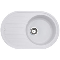 Кухонна мийка врізна з граніту овальна Zerix ZS-7750R-01 (ZX4555) колір Білий