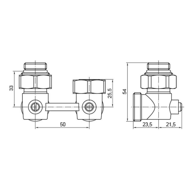 Узел нижнего подключения радиатора угловой с шаровым затвором 3/4"x1/2" Koer KR.1134 (KR3115)
